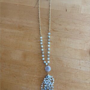 Elegant Gold and White Beaded Necklace